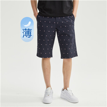 Print mid low rise lightweight stretch shorts