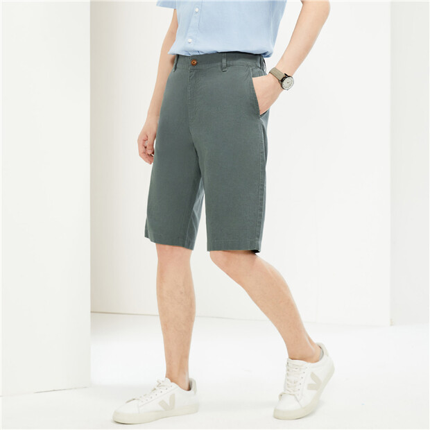 Linen cotton half elastic waist shorts | GIORDANO Online Store