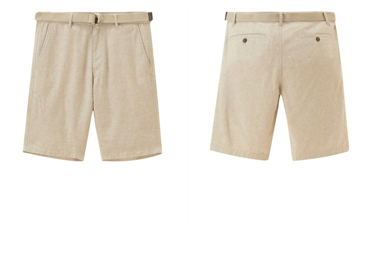 Organic Linen Shorts With Faux Belt Detail by Conquista