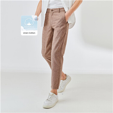 Linen-cotton solid pants