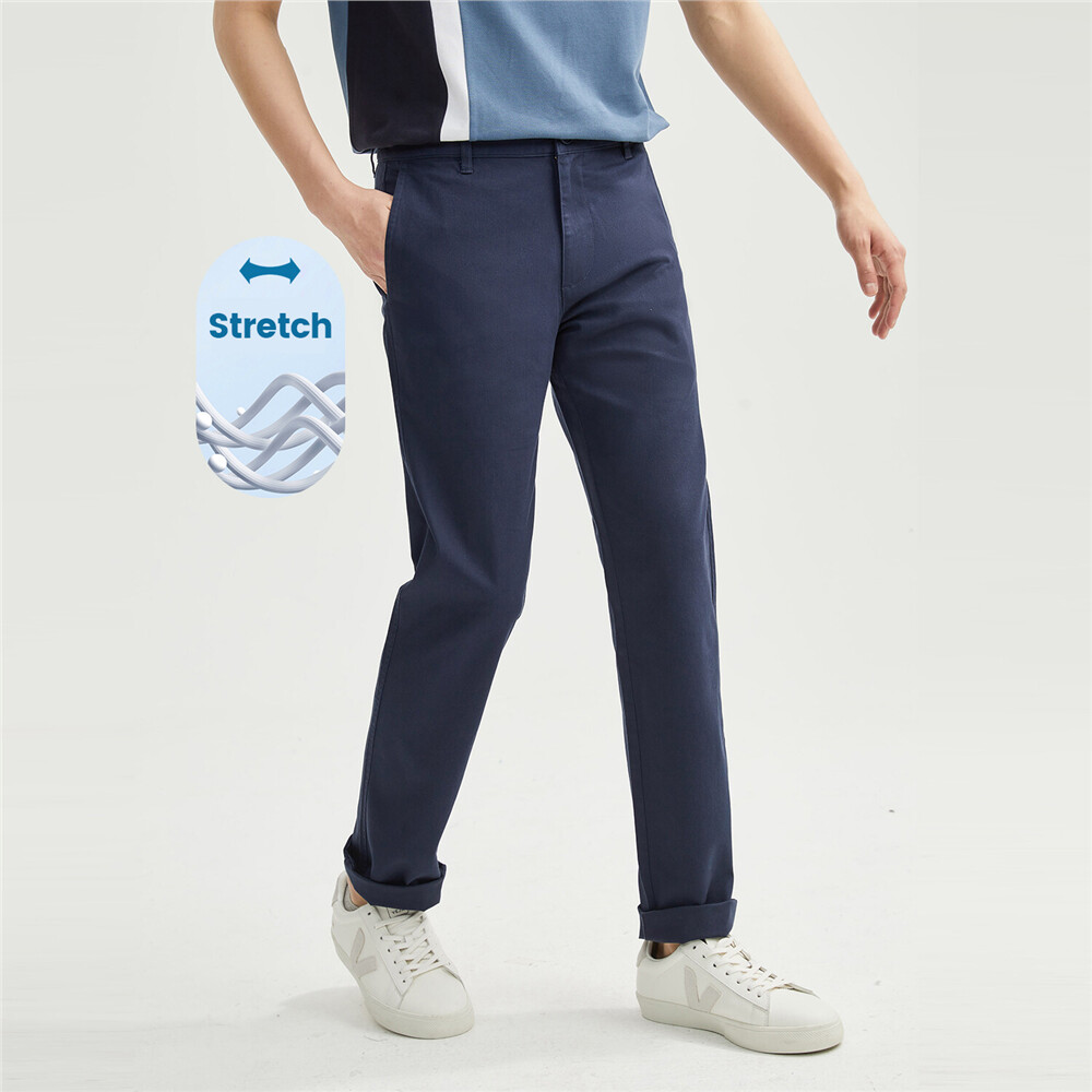 Stretch low rise slim tapered khakis GIORDANO Online Store