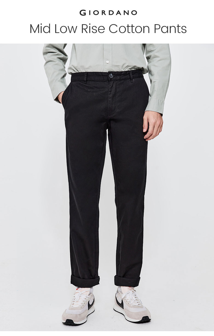 Solid color mid-low rise pants | GIORDANO Online Store