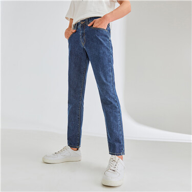 Contrast lining mid low rise denim jeans