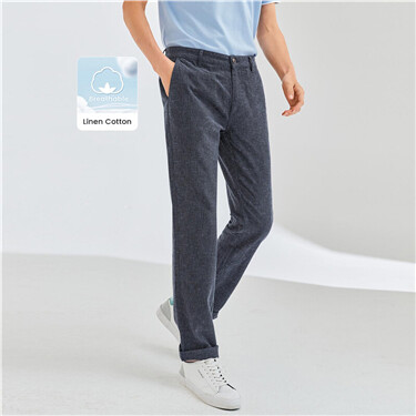 Linen cotton mid rise pants