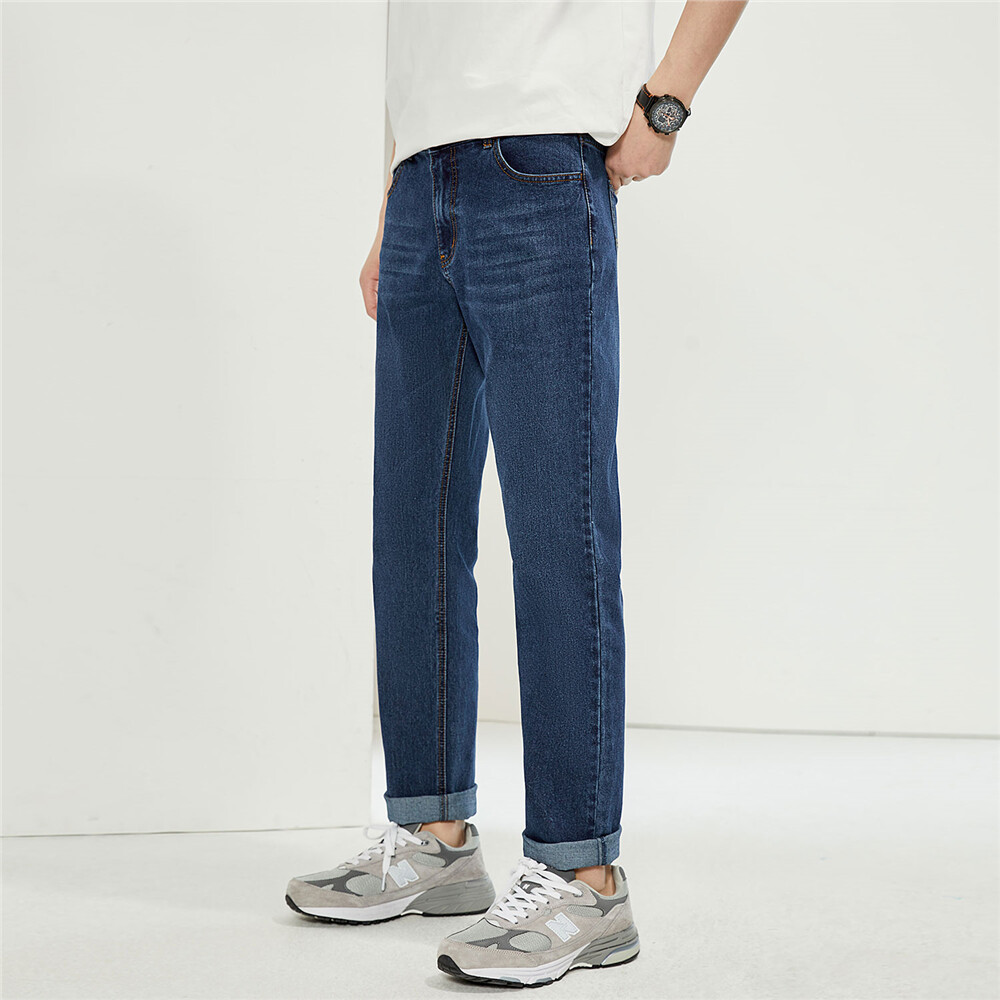 Moustache effect mid rise five-pocket denim jeans | GIORDANO Online Store