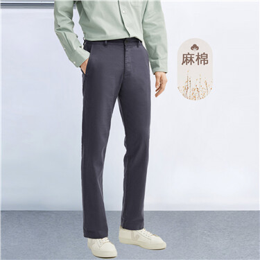 Linen cotton mid low rise lightweight pants