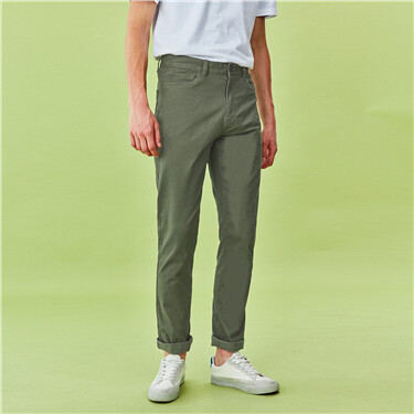 Stretchy mid rise regular tapered khakis