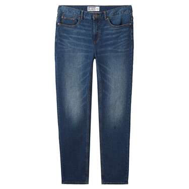 Fleece-lined five-pocket denim jeans