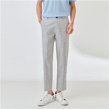 Linen cotton mid rise ankle-length pants