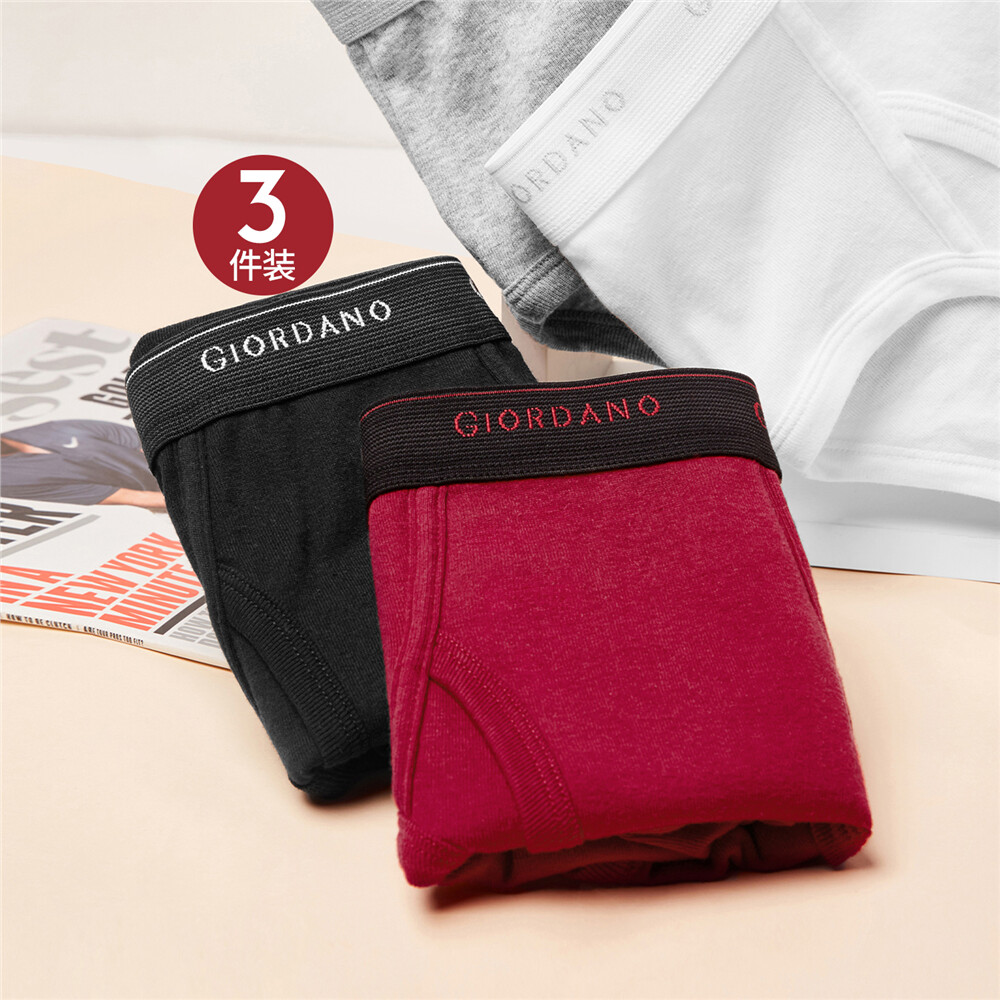 Men's Basic Cotton Briefs (3packs) GIORDANO Online Store