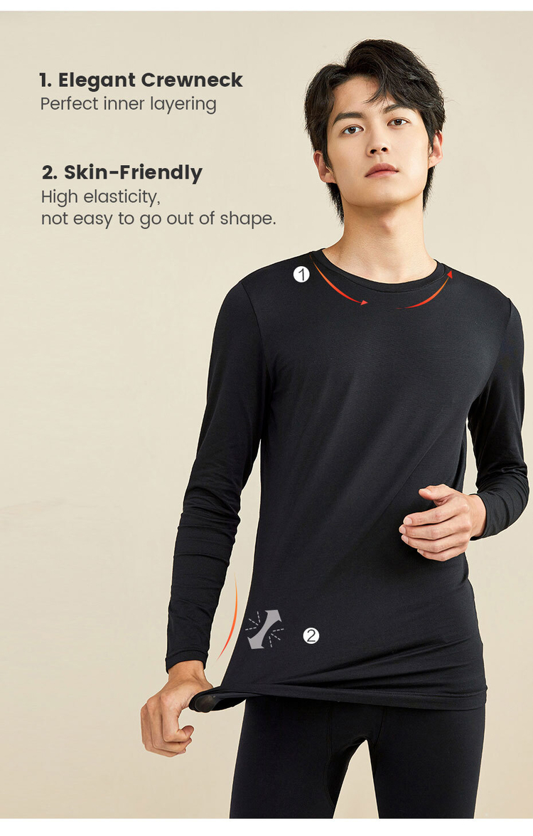 G-Warmer crewneck stretchy thermal tee Online Store | GIORDANO