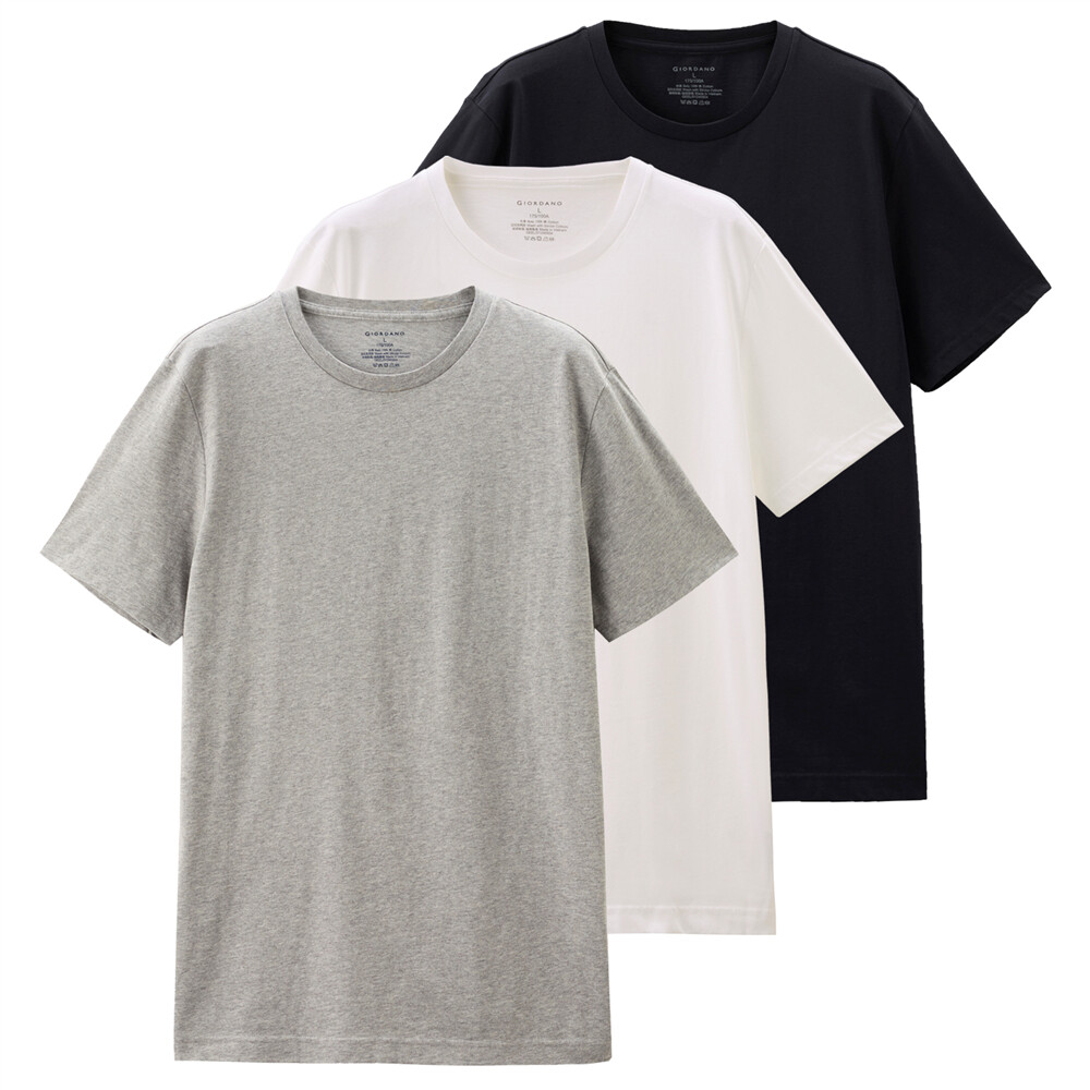 Solid Crewneck Basic Tees (3-packs) | GIORDANO Online Store