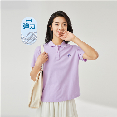 Embroidery loose stretchy polo shirt