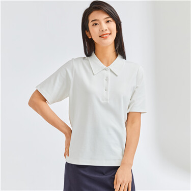 Interlock solid color short-sleeve polo shirt