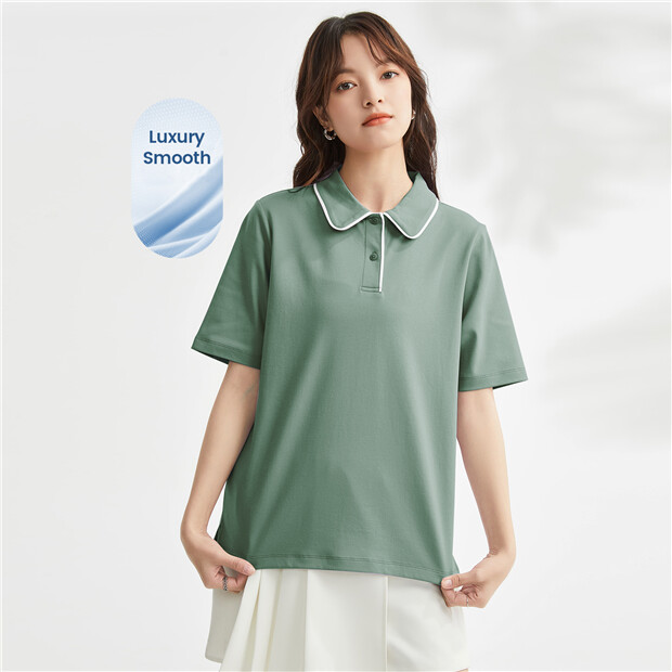 Contrast color edge short sleeve polo shirt GIORDANO Online Store