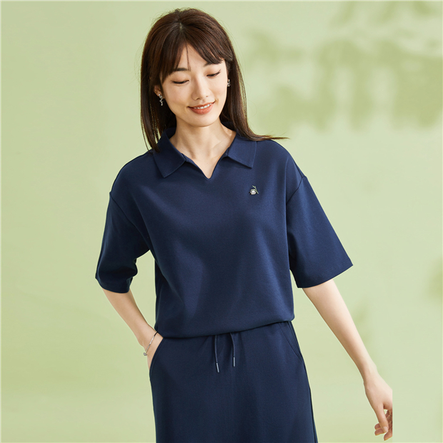 Panda embroidery short sleeve cotton polo shirt | GIORDANO Online