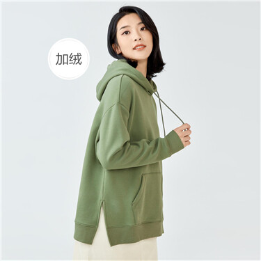 Fleece-lined loose kanga pocket hoodie