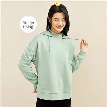 Fleece-lined solid color hoodie