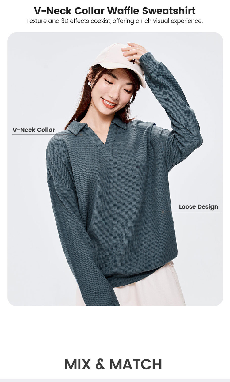 Waffle hot sale sweatshirt womens