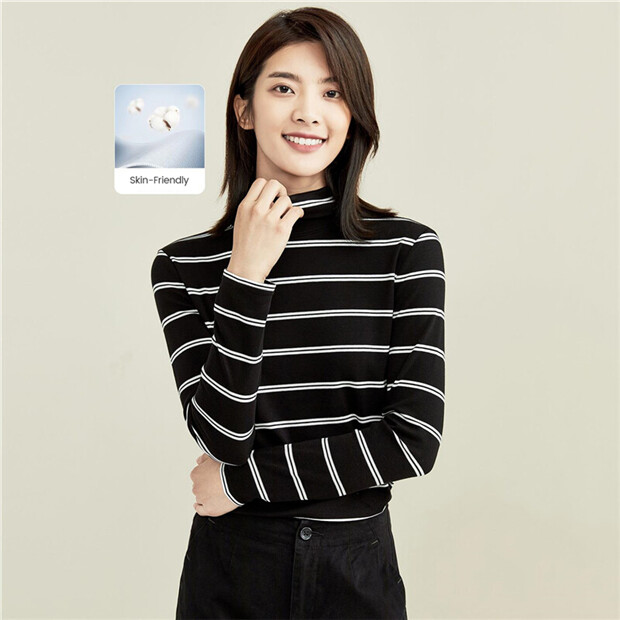 Black and white striped long sleeve shirt turtleneck best sale