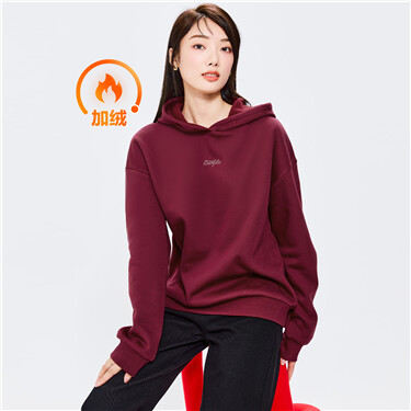 Fleece-lined letter embroidered oversize hoodie