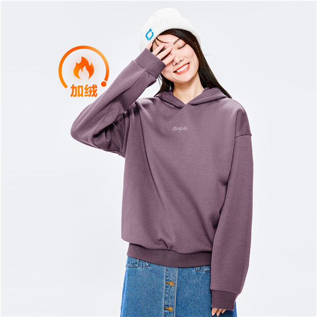 Fleece-lined letter embroidered oversize hoodie