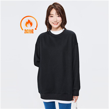 Fake 2-piece fleece-lined oversize sweatshirt