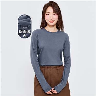 Thermal fleece stretchy solid color tee