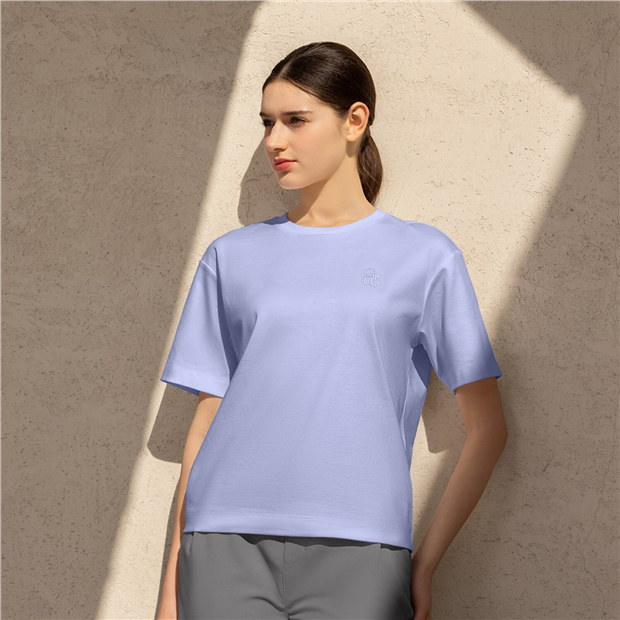 Women s Liquid Touch Round Neck Short Sleeve All Cotton T shirt GIORDANO Online Store