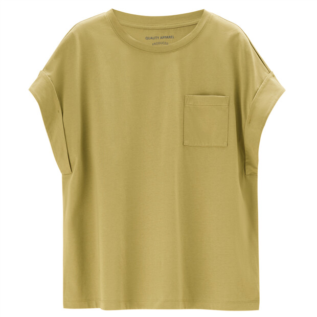 Online Exclusive】Mercerized Cotton Knit Cuffed Sleeves Round Neck