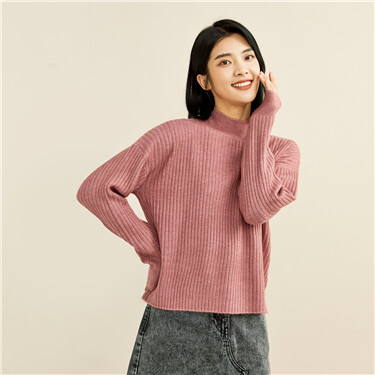 Ribbed design turtleneck sweater