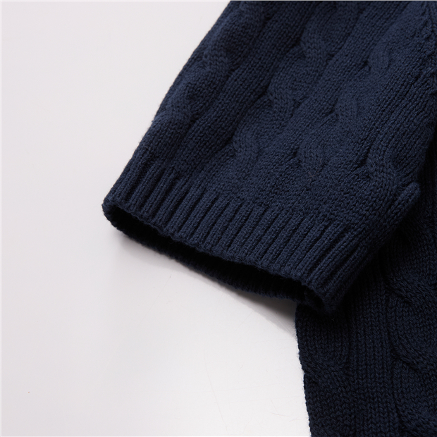 Korean Collection] Pure Cotton Cable Knit Polo Collar Short Sleeve