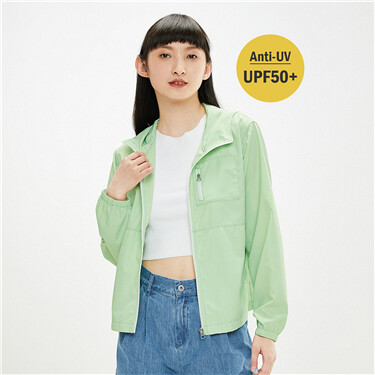 Anti-UV zippered patch pockets jacket