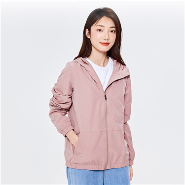 Kanga pocket solid color hooded jacket