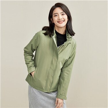 Detachable hood solid color jacket