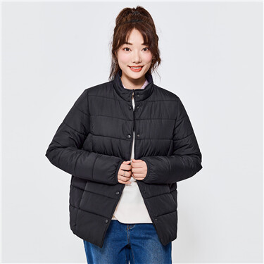 Solid color button closure coat