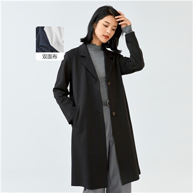 Flat collar two buttons long coat