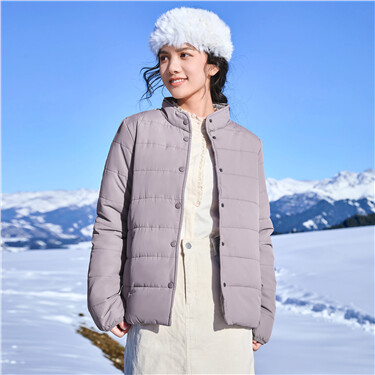 Stand collar open placket padded jacket