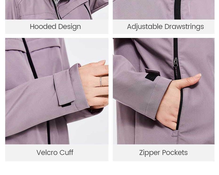 Polar fleece-lined multi-pocket hooded windbreaker
