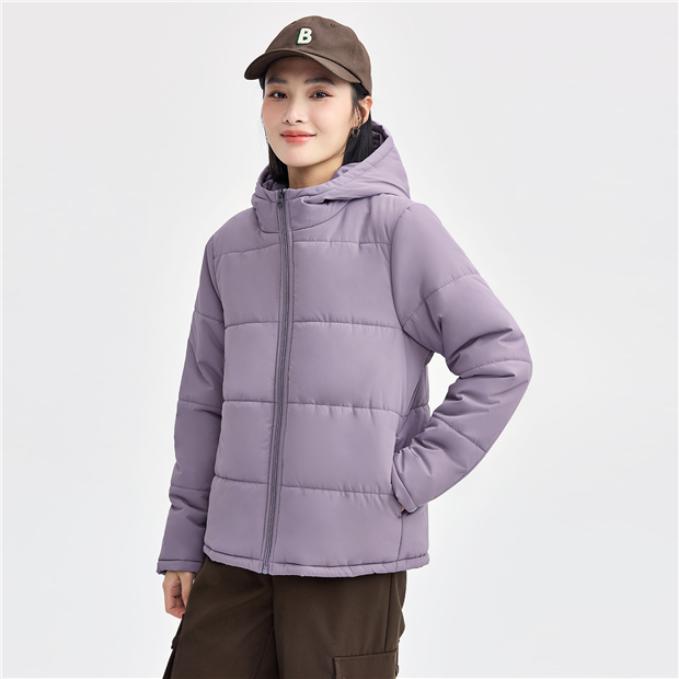 Solid color zip front padded hooded jacket | GIORDANO Online Store Solid color zip front padded hooded jacket | GIORDANO Online Store
