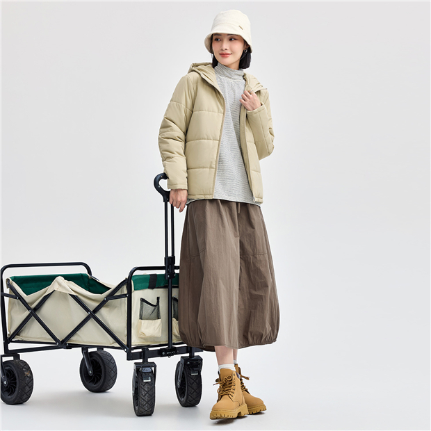 Solid color zip front padded hooded jacket | GIORDANO Online