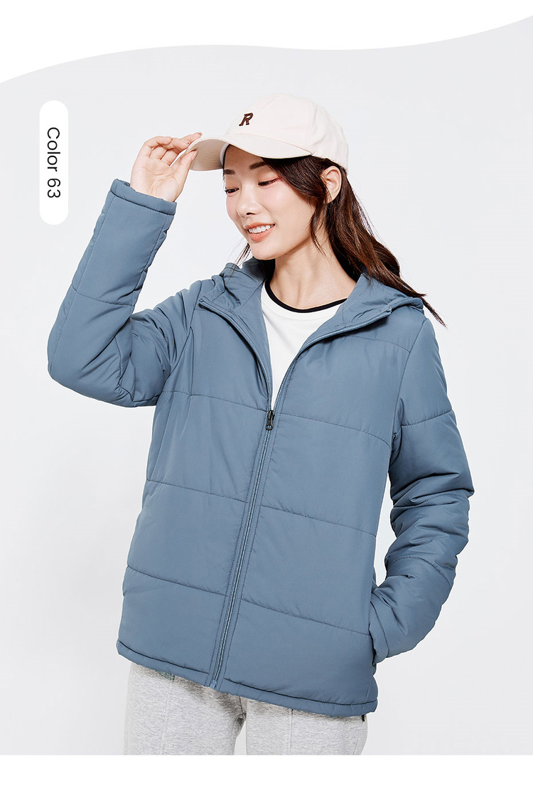 Solid color zip front padded hooded jacket | GIORDANO Online Store