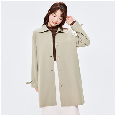 Turn-down collar solid color loose long coat