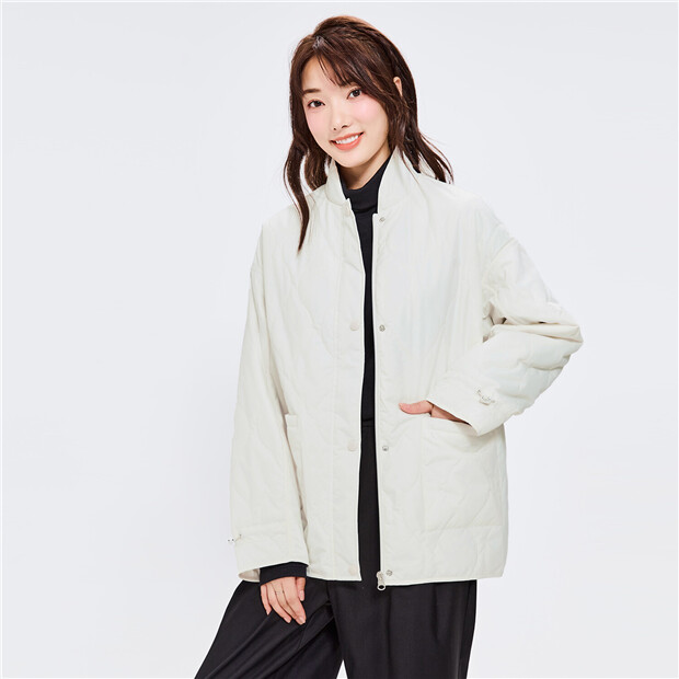 Wave quilted stand collar loose coat | GIORDANO Online Store