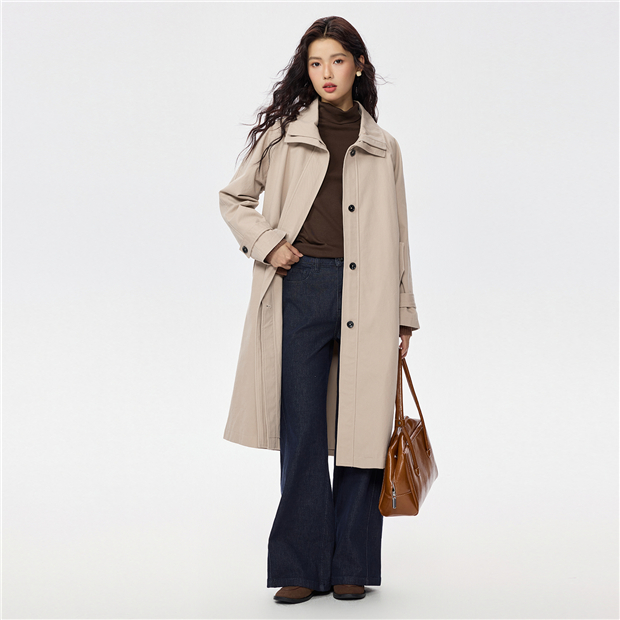 Exclusive Online】 Women's Cotton big collar mid-length coat