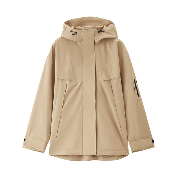 Waterproof multi-pocket loose hooded windbreaker | GIORDANO Online