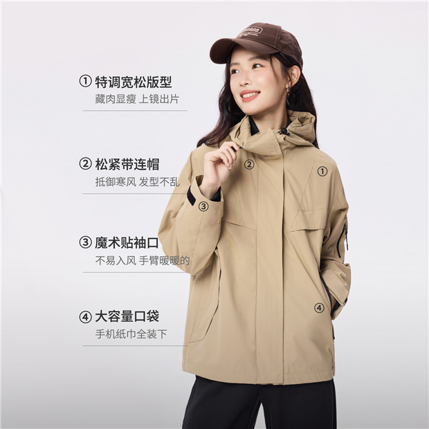 Waterproof multi-pocket loose hooded windbreaker | GIORDANO Online