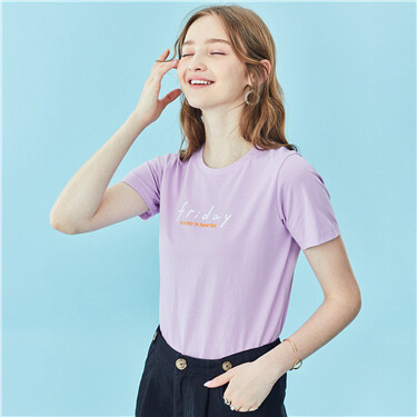Letter patterns crewneck short-sleeve tee