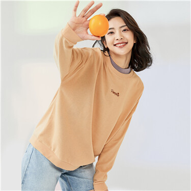 Embroidery loose dropped-shoulder sweatshirt