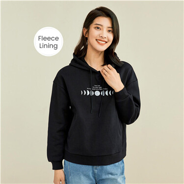 Printed fleece-lined long-sleeve hoodie